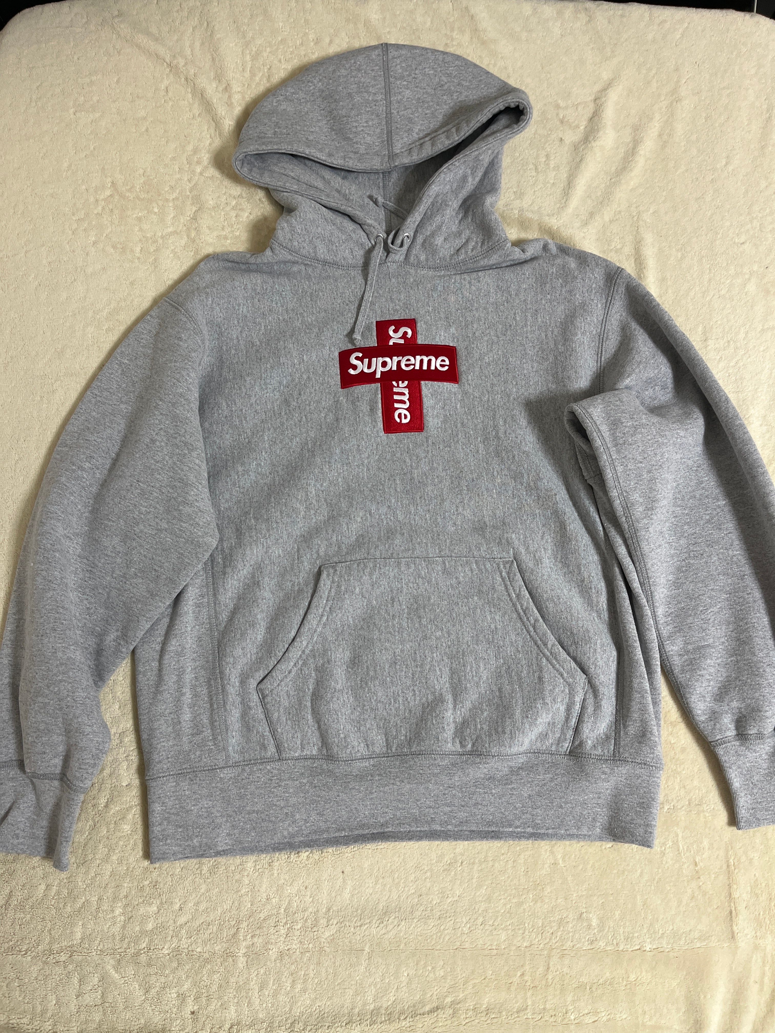 Supreme Cross Box Logo Hooded Sweatshirt "Grey"