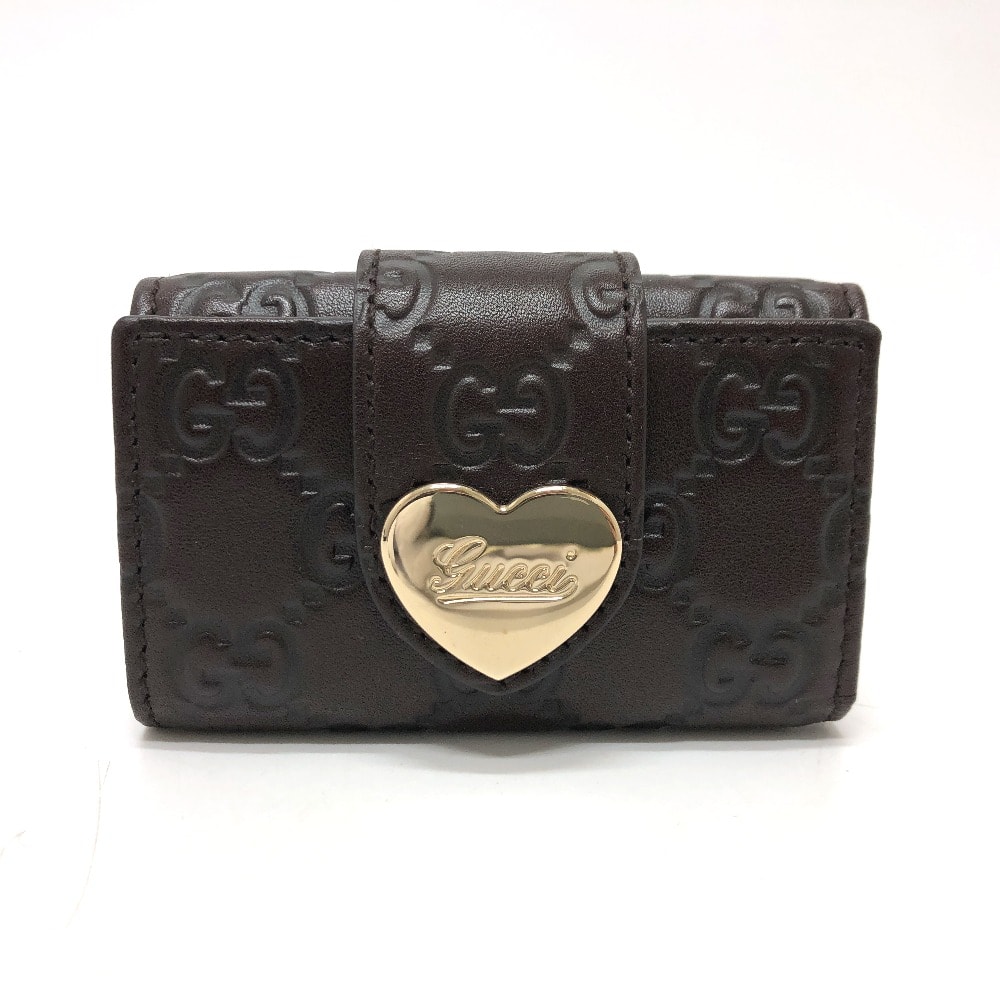 グッチ GUCCI ハートプレート 203551 GG 6連 キーケース レザー ブラウン