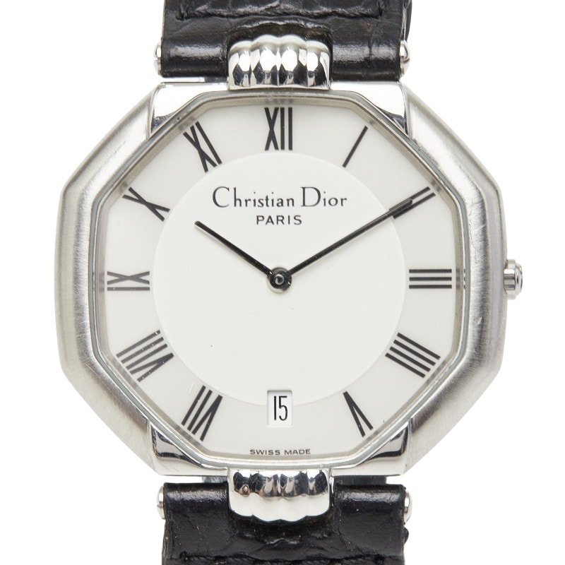 ディオール 腕時計 D45-100 クオーツ ホワイト文字盤 ステンレススチール レザー メンズ Dior 【中古】