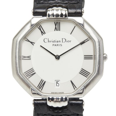 ディオール 腕時計 D45-100 クオーツ ホワイト文字盤 ステンレススチール レザー メンズ Dior 【中古】
