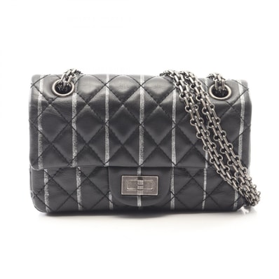 シャネル CHANEL 2.55 ミニマトラッセ ショルダーバッグ バッグ ラムスキン(羊革) レディース ブラック系 【中古】