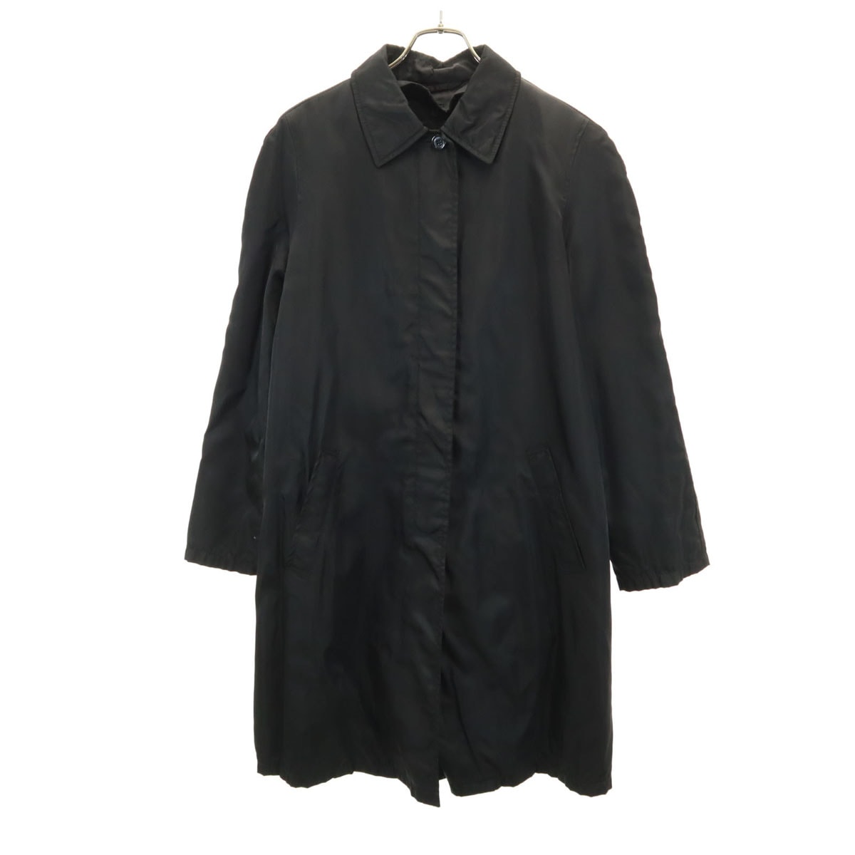 PRADA プラダ イタリア製 ステンカラーコート L ブラック ライナー付き