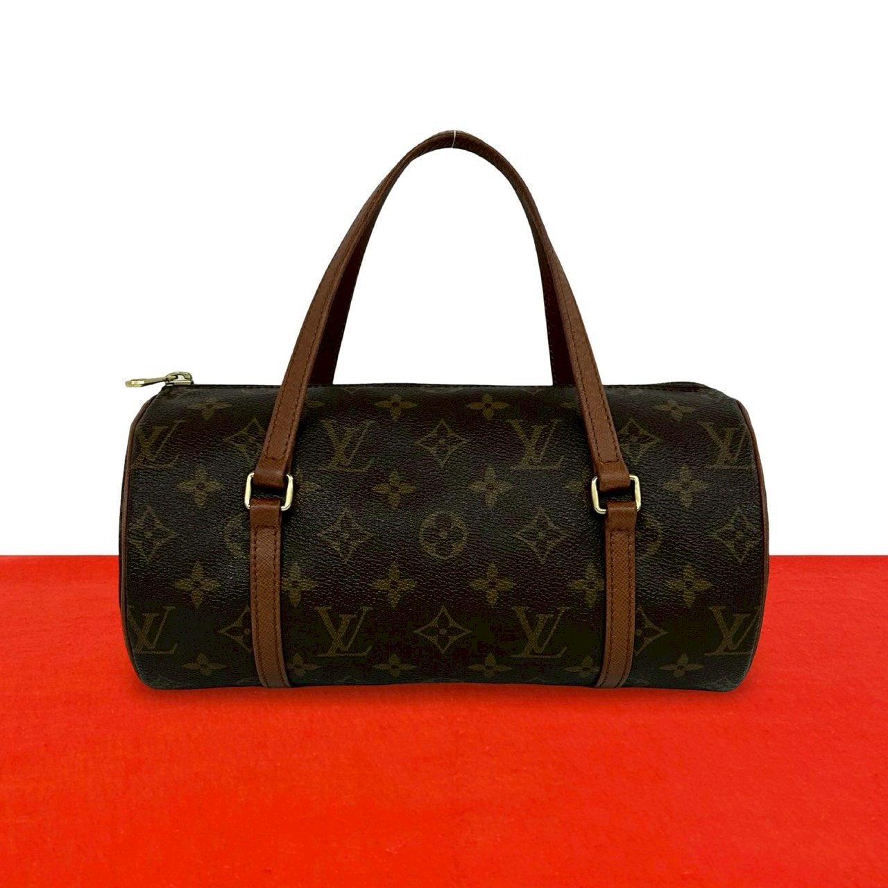LOUIS VUITTON ルイヴィトン パピヨン 26 モノグラム レザー PVC ハンドバッグ ブラウン
 38559