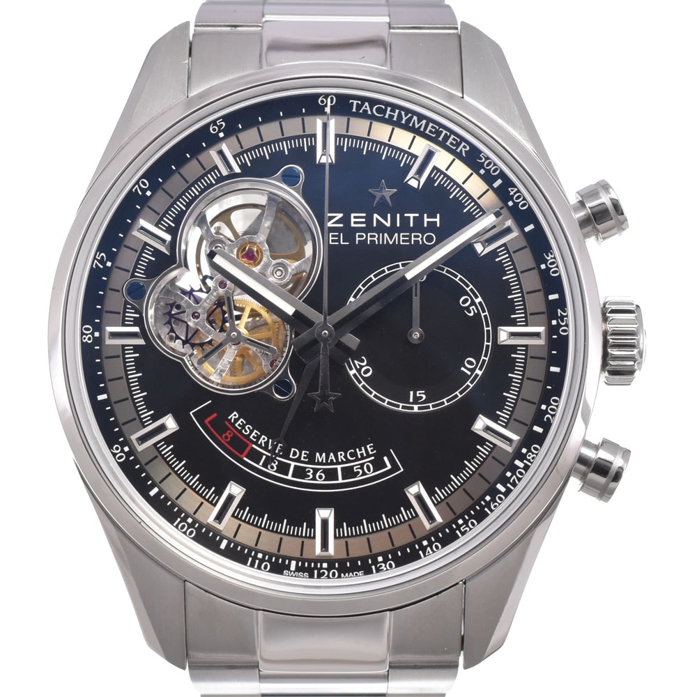 ゼニス ZENITH 03.2080.4021 クロノマスター オープン エルプリメロ ブラック 自動巻き メンズ 美品 腕時計 M#151148