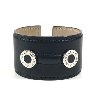 ブルガリ BVLGARI ブルガリブルガリ ロゴ バングル アクセサリー ジュエリー ブレスレット レザー ブラック