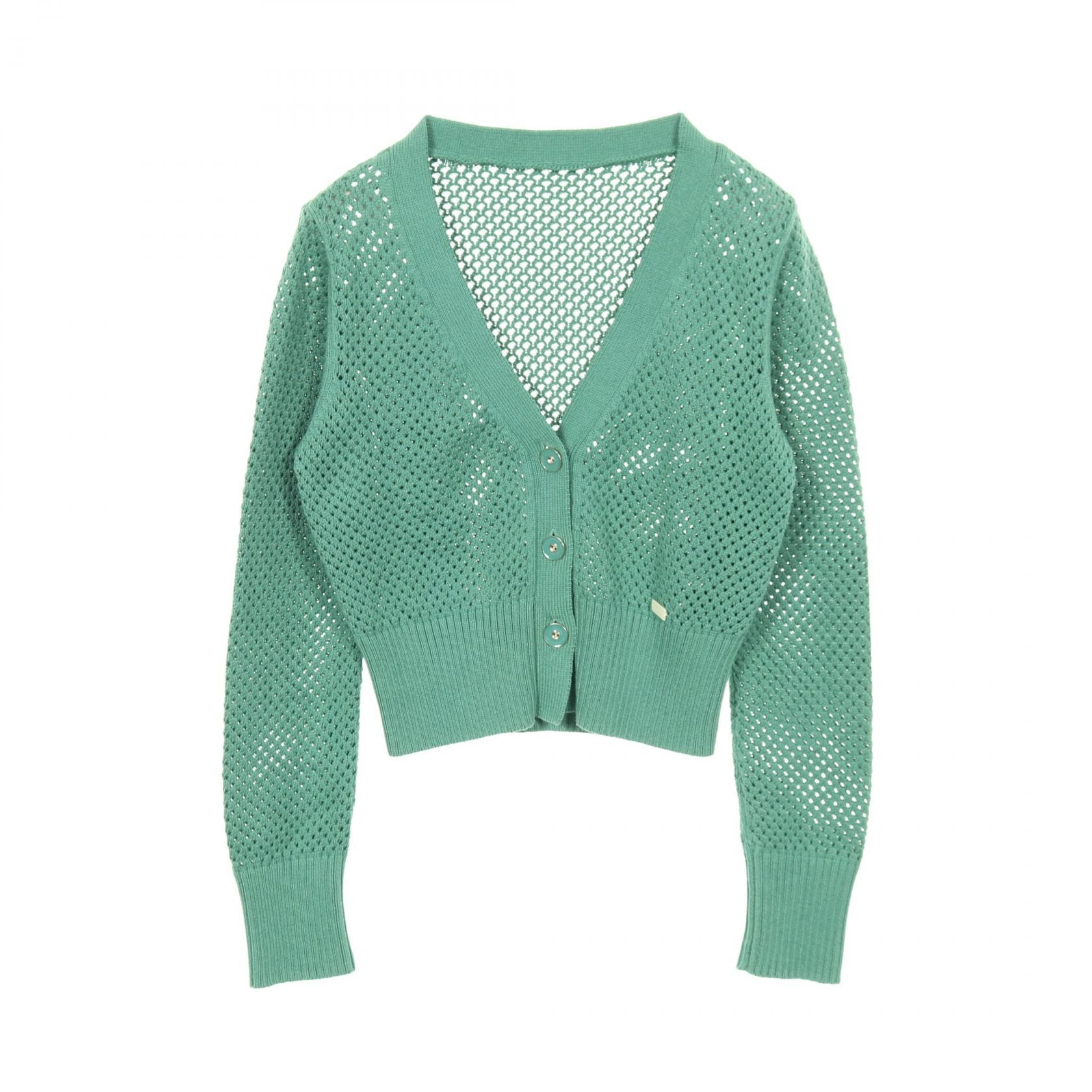 フォクシー FOXEY エリス カーディガン 衣料品 トップス コットン シルク レディース グリーン系 【中古】