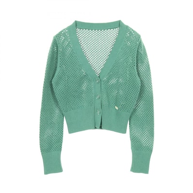 フォクシー FOXEY エリス カーディガン 衣料品 トップス コットン シルク レディース グリーン系 【中古】