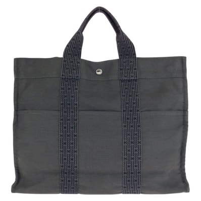 美品 HERMES エルメス エールライン MM グレー シルバー金具 ポリアミド ポリエステル/ トートバッグ ハンドバッグ 602084 【中古】