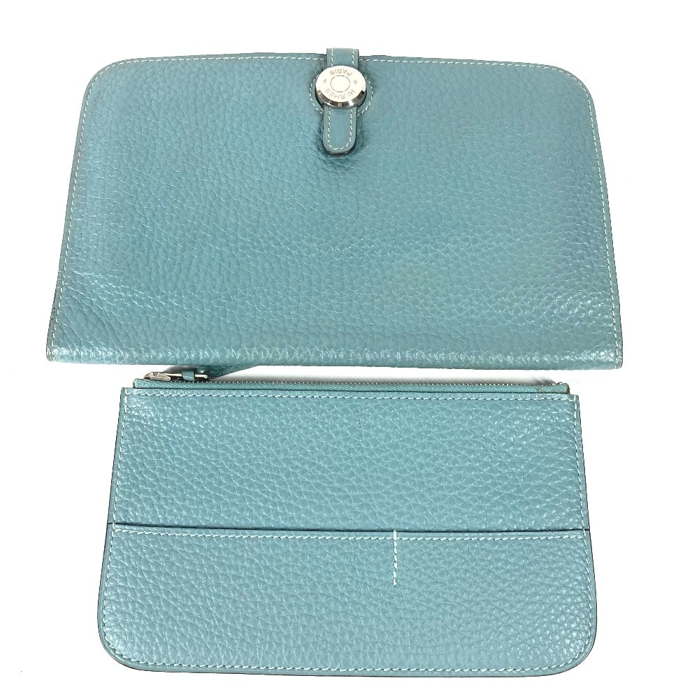 エルメス HERMES ドゴンデュオ GM ロングウォレット コインケース付き 小銭入れ 長財布 トゴ M□刻 ブルージーン ブルー