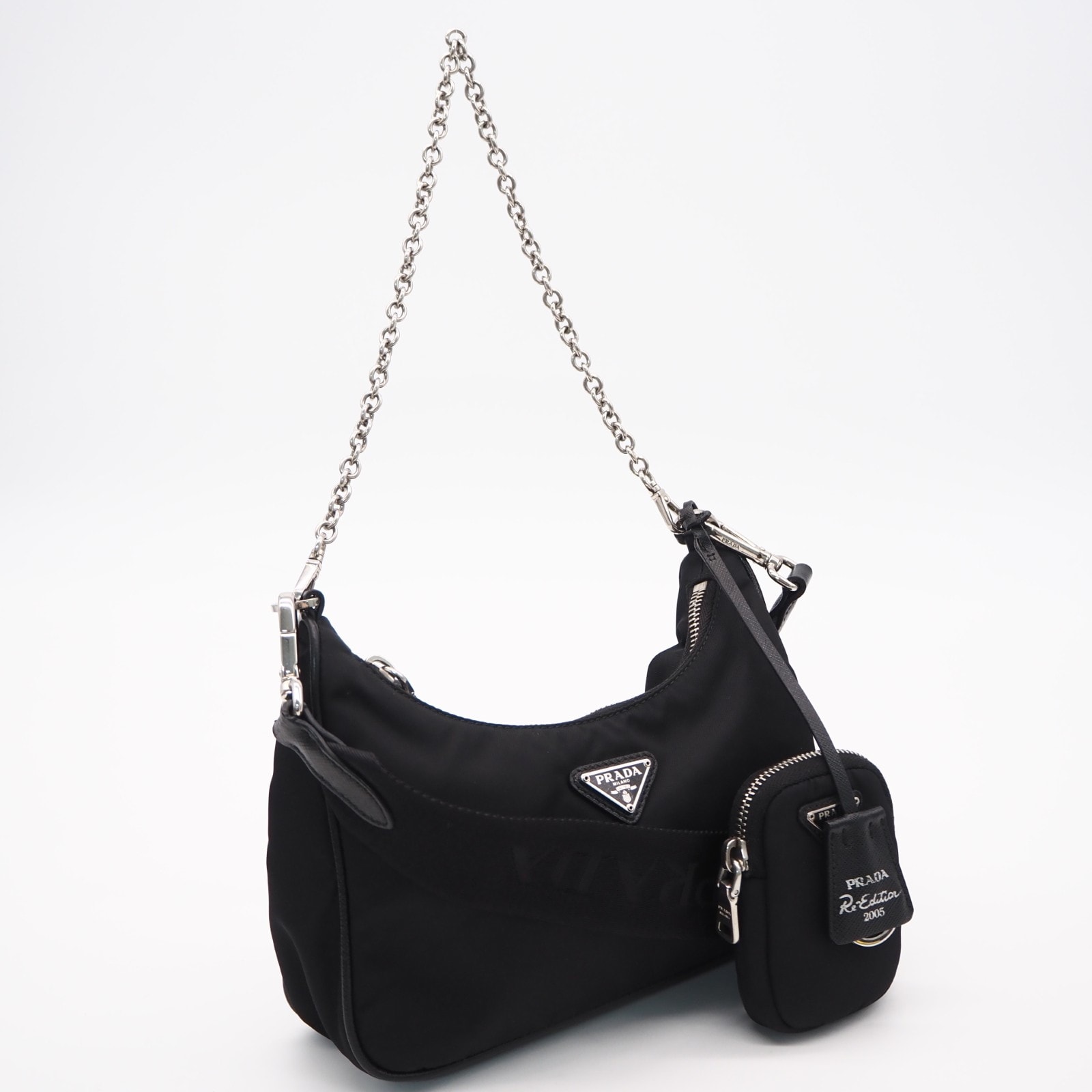 美品 PRADA プラダ ナイロン プラダ Re-Edition 2005 Re-Nylon バッグ 1BH204 2wayショルダーバッグ ブラック ナイロン レディース