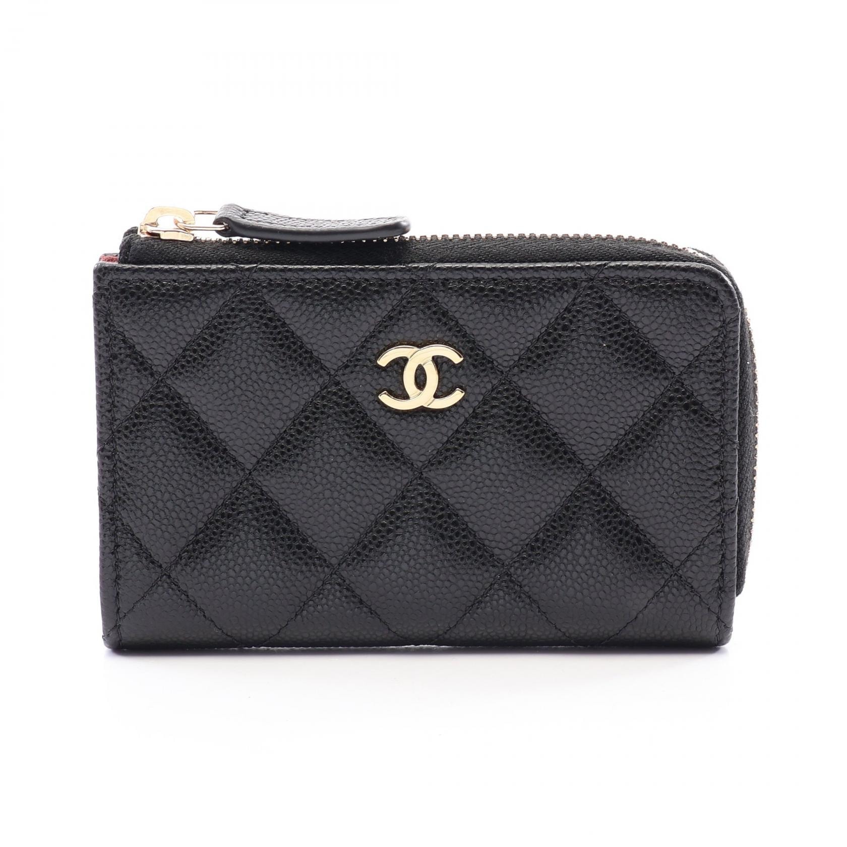 シャネル CHANEL マトラッセ キーリング付き コインケース 財布 キャビアスキン(グレインドカーフ) レディース ブラック系 AP0221 【中古】