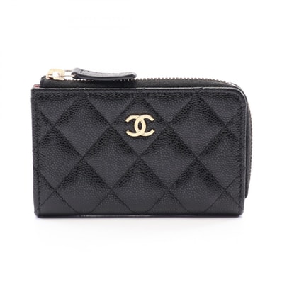 シャネル CHANEL マトラッセ キーリング付き コインケース 財布 キャビアスキン(グレインドカーフ) レディース ブラック系 AP0221 【中古】