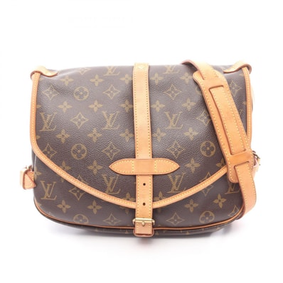 ルイ・ヴィトン LOUIS VUITTON ソミュール30 ショルダーバッグ バッグ PVCコーティングキャンバス レザー モノグラム レディース ブラウン系 M42256 【中古】