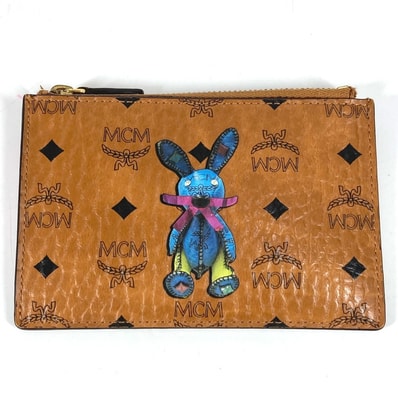 エムシーエム MCM ヴィセトス ロゴ 財布 小銭入れ キーリング付き コインケース レザー ブラウン