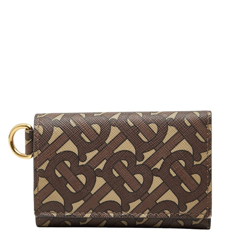 バーバリー TBモノグラム 三つ折り財布 ブラウン マルチカラー PVC レザー レディース BURBERRY 【中古】