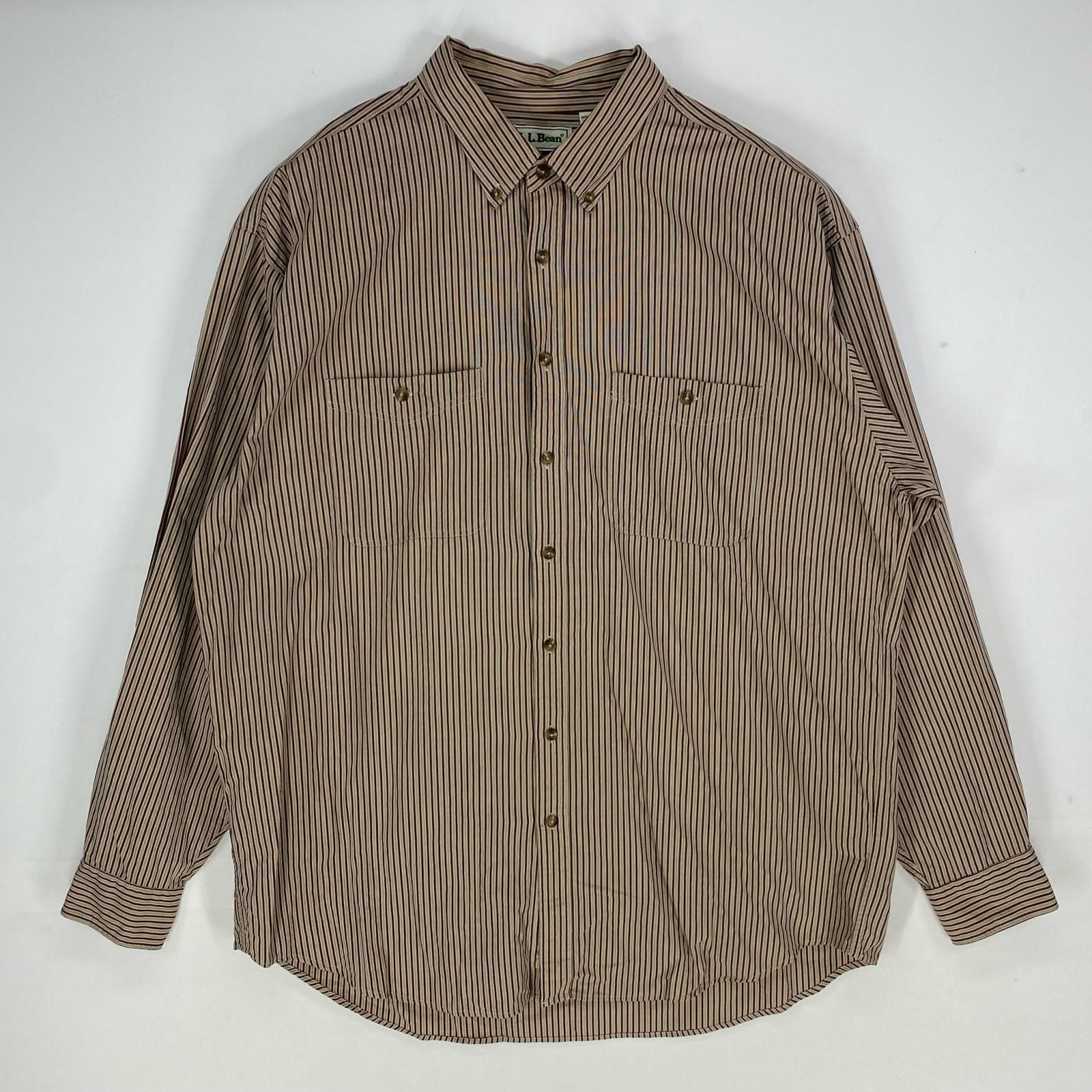 古着 80's~90's/80年代~90年代 エルエルビーン L.L.Bean 長袖シャツ ボタンダウン XL  ベージュ系 ストライプ メンズ
