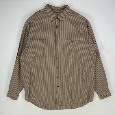 古着 80's~90's/80年代~90年代 エルエルビーン L.L.Bean 長袖シャツ ボタンダウン XL ベージュ系 ストライプ メンズ