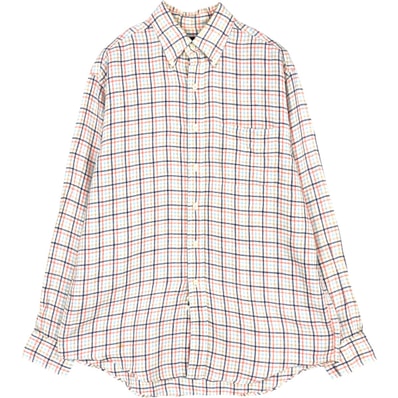 古着 ブルックスブラザーズ Brooks Brothers 346 チェック柄 長袖 リネン ボタンダウンシャツ メンズM相当/eaa676647