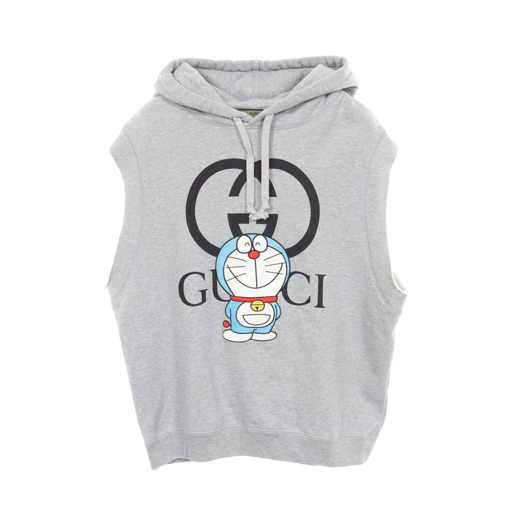 グッチ GUCCI ドラえもん インターロッキングG ノースリーブ パーカー 衣料品 トップス コットン メンズ グレー系 633099 【中古】