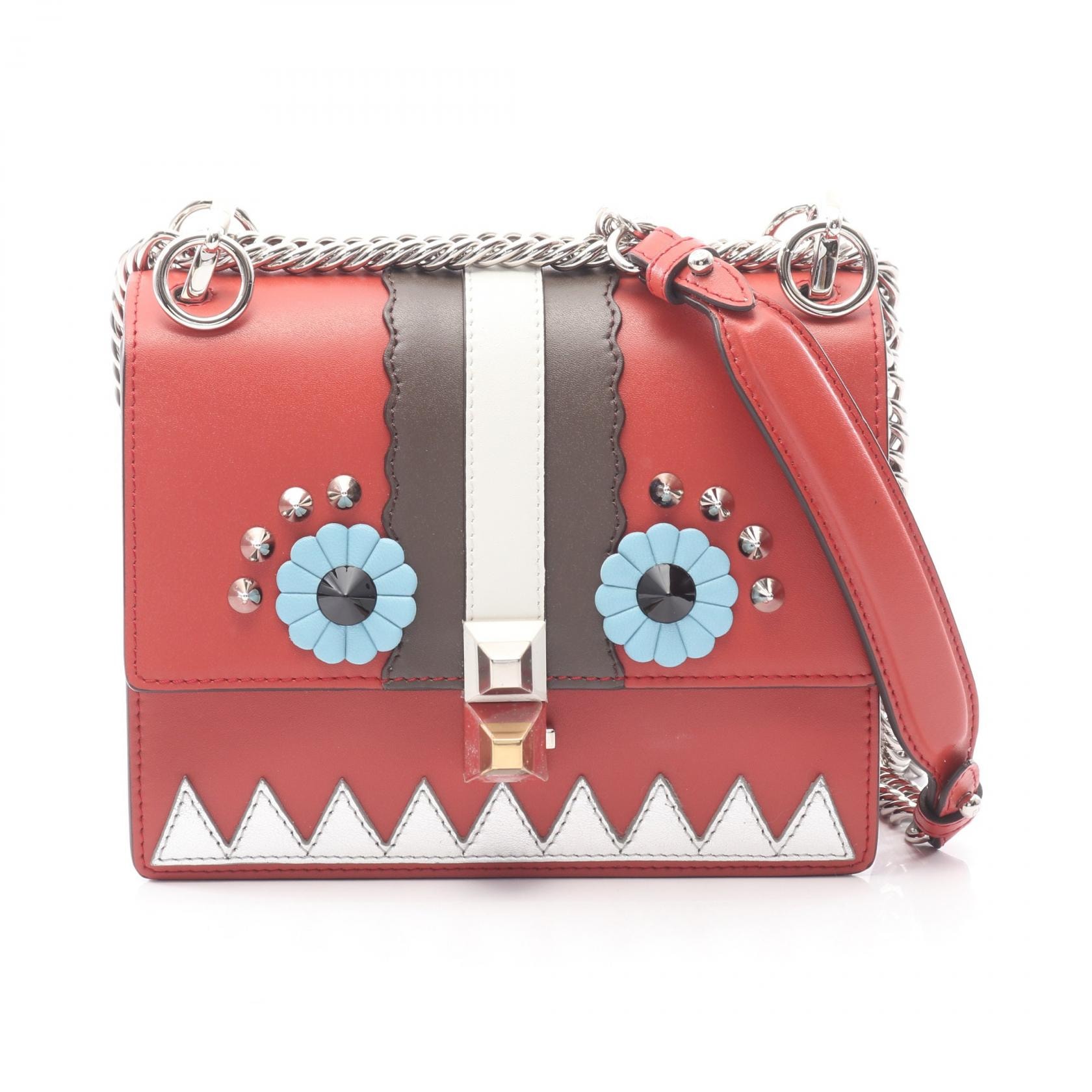 美品 フェンディ マンマバケット ショルダーバッグ ズッキーノ FF レザー B (目立った傷や汚れなし)】FENDI フェンディ マンマバケット