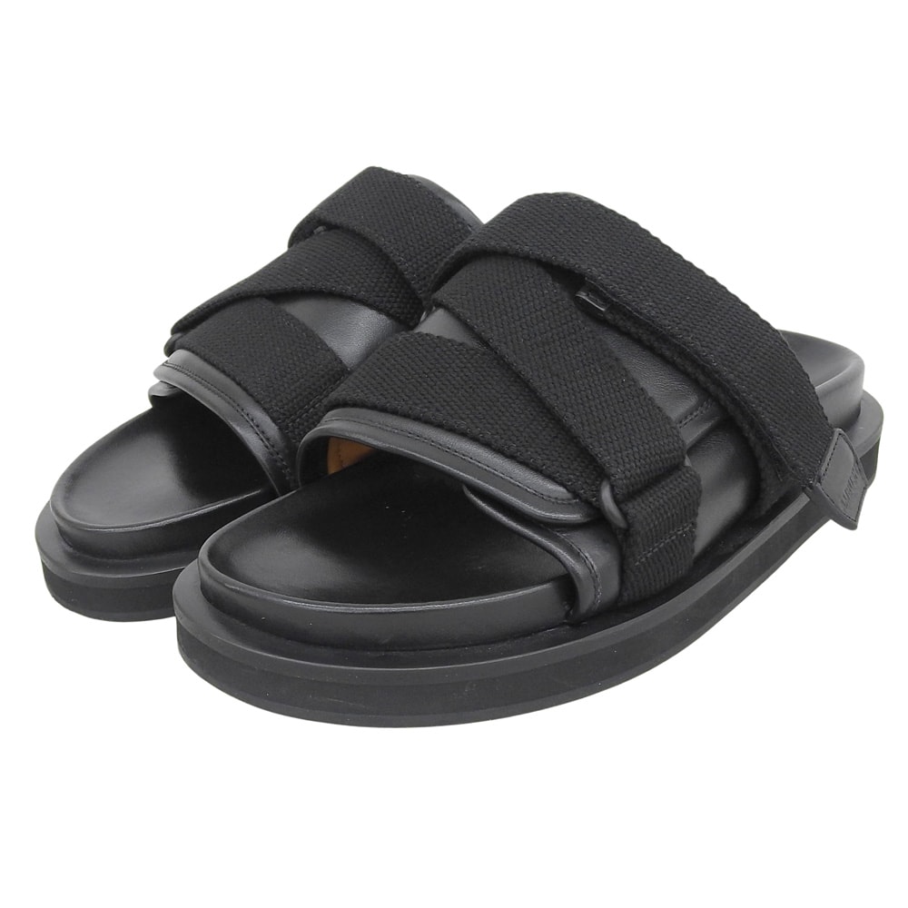 アンブッシュ 美品 PADDED SANDALS ベルト レザー スライドサンダル シューズ メンズ ブラック 41 41