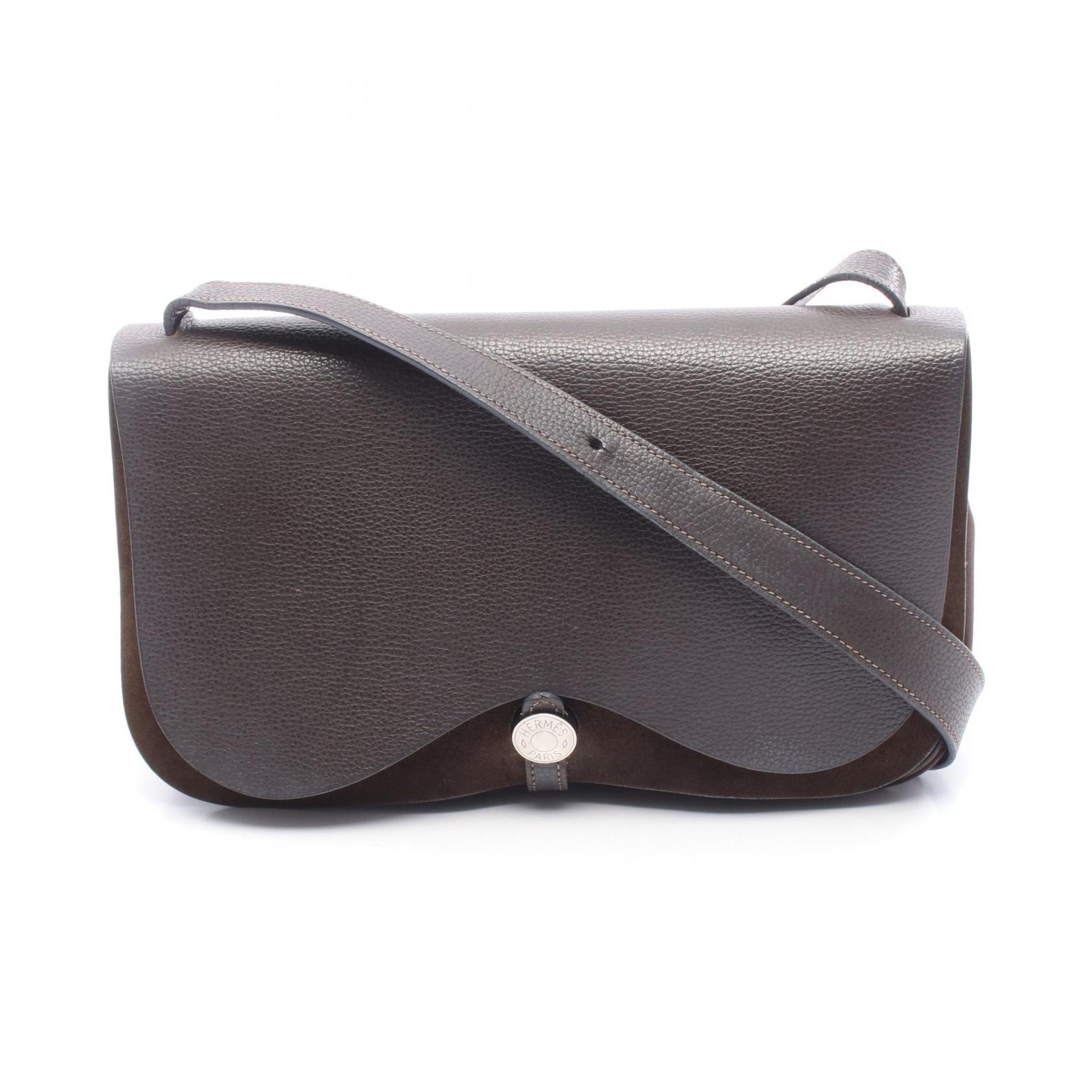 エルメス HERMES サックコロラドMM ショルダーバッグ バッグ レザー キャンバス トワルオフィシエ / リエージュ トワルオフィシエ エベンヌ □I刻印(2005年製造) レディース ブラウン系 【中古】