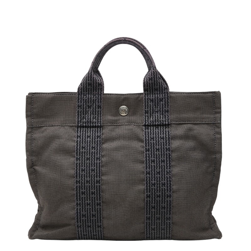 エルメス エールライン トートPM トートバッグ ハンドバッグ グレー キャンバス レディース HERMES 【中古】