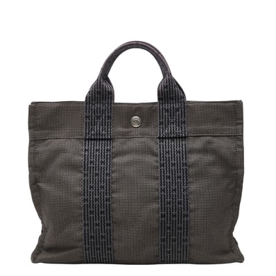エルメス エールライン トートPM トートバッグ ハンドバッグ グレー キャンバス レディース HERMES 【中古】