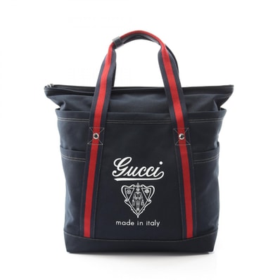 グッチ GUCCI シェリーライン トートバッグ バッグ キャンバス メンズ ネイビー系 / レッド系 816863 【新品】