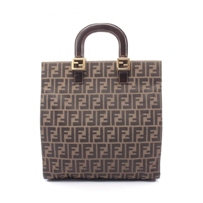 フェンディ FENDI ズッカ トートバッグ バッグ キャンバス レザー レディース ブラウン系 【中古】