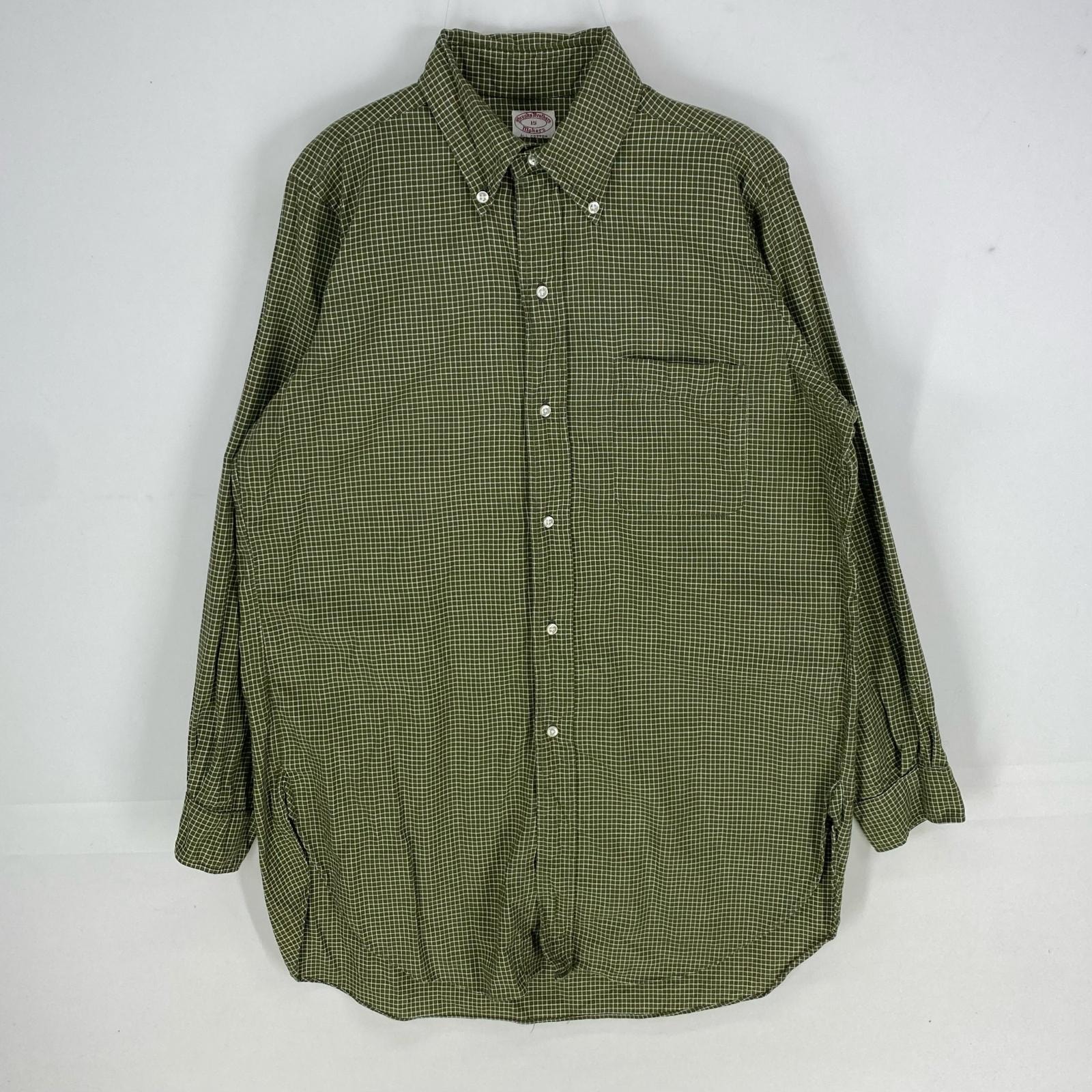 古着 50's/50年代 ヴィンテージ ブルックスブラザーズ Brooks Brothers 長袖シャツ マチ付き Makers M グリーン系 チェック メンズ