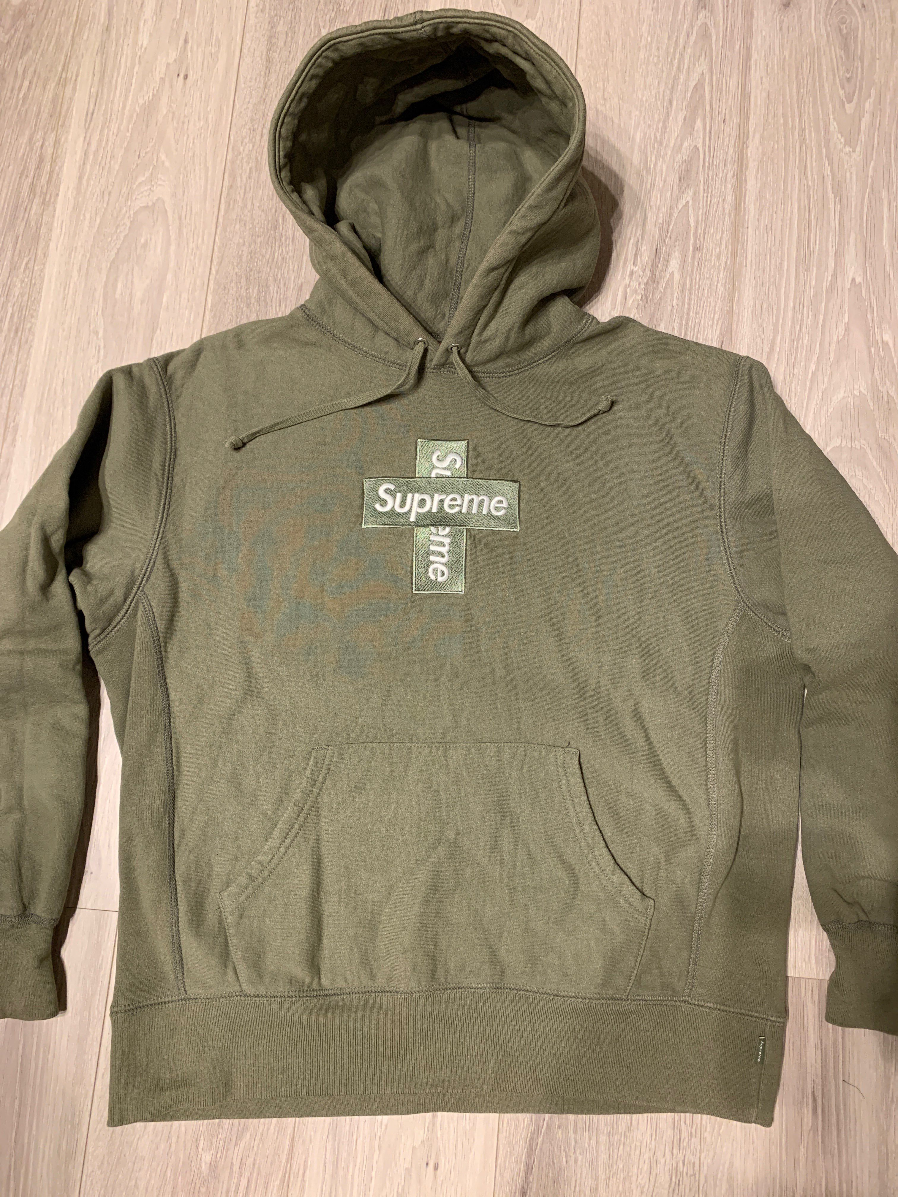Supreme Cross Box Logo Hooded Sweatshirt "Light Olive"