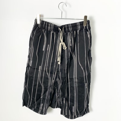 Rick Owens Rick's Pods Stripe-Pattern Drawstring Shorts "Black"