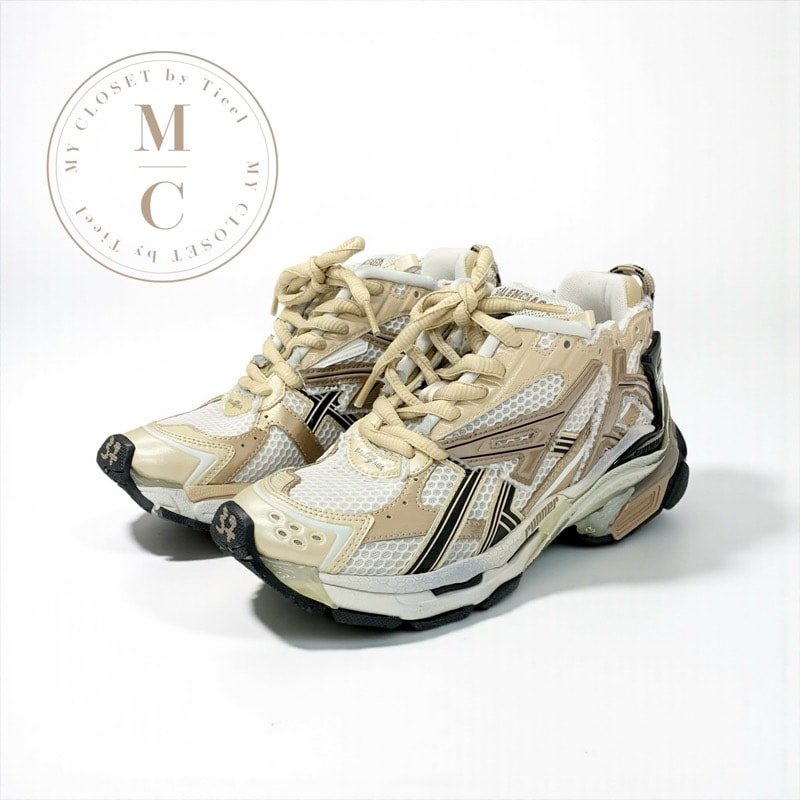 バレンシアガ BALENCIAGA ランナー スニーカー 靴 シューズ メッシュ ファブリック ベージュ ブラウン ブラック ロゴ