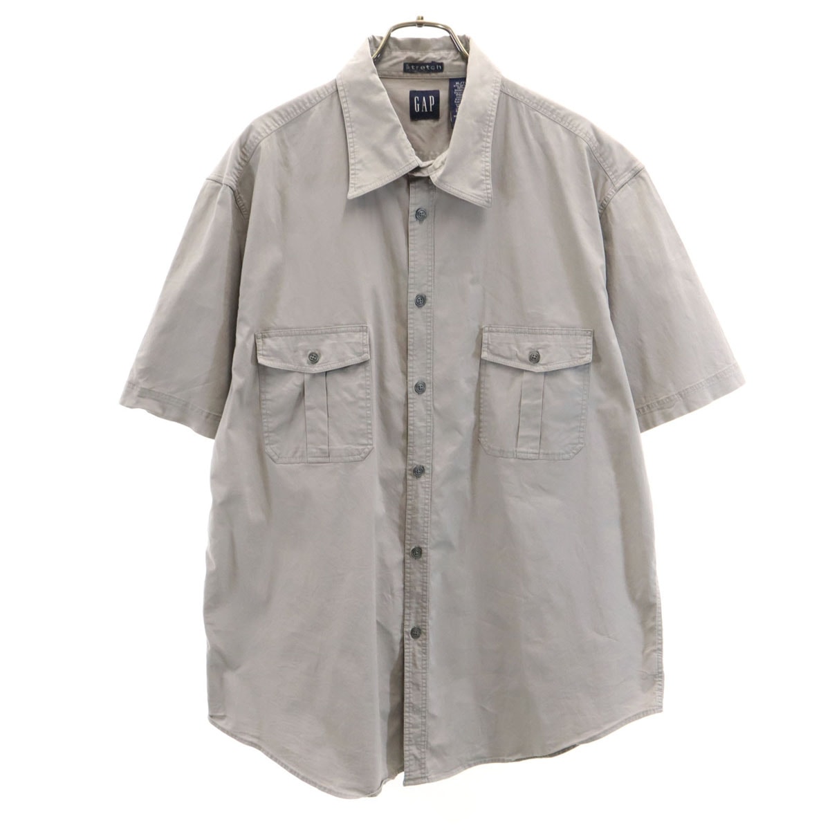 GAP ギャップ 半袖 ワークシャツ XL グレー ストレッチ
