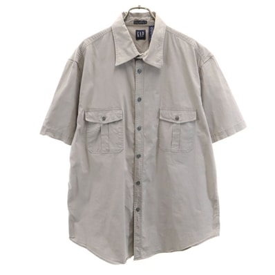 GAP ギャップ 半袖 ワークシャツ XL グレー ストレッチ