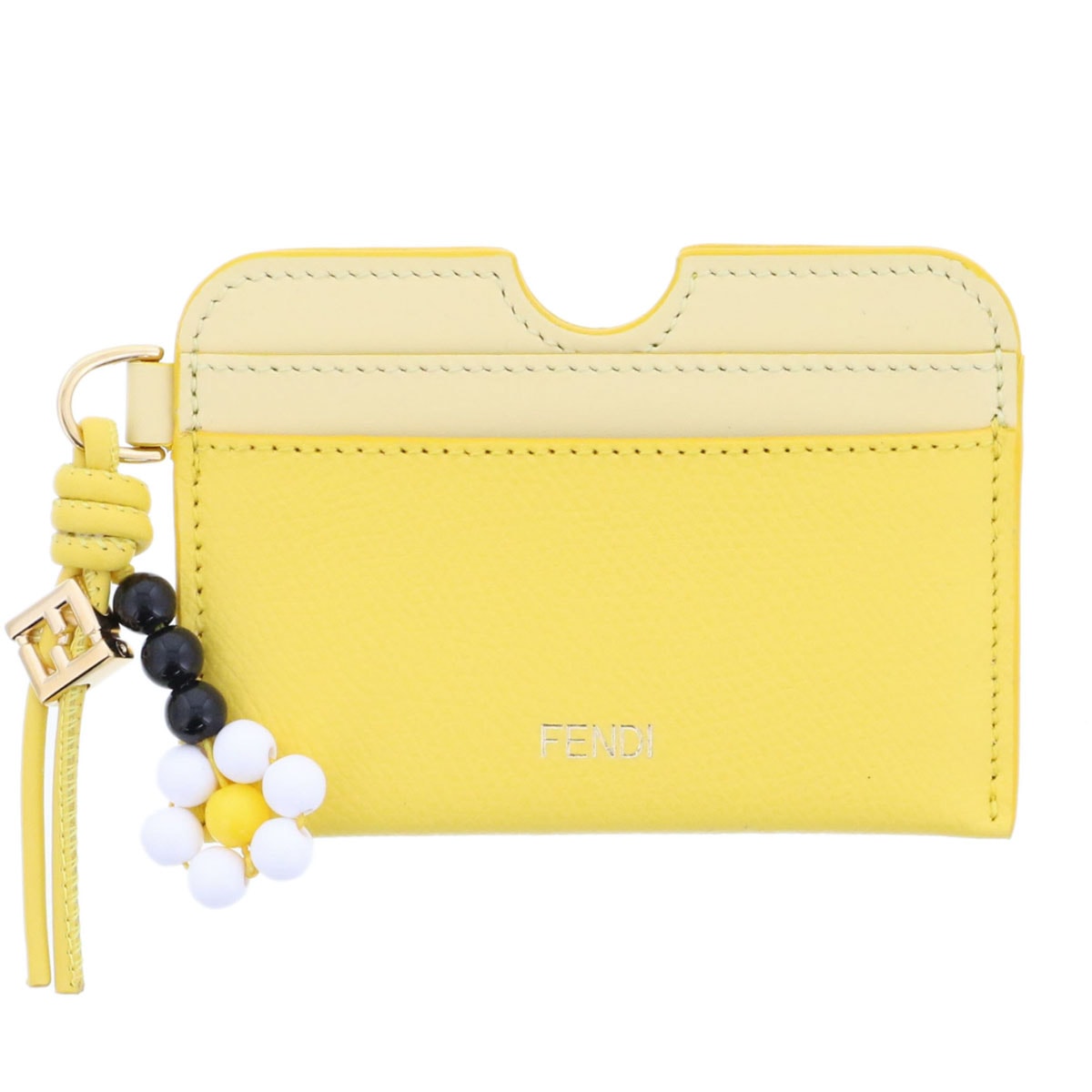 FENDI フェンディ FFダイヤモンド カードケース カードケース 8M0562 レザー イエロー レディース【中古】