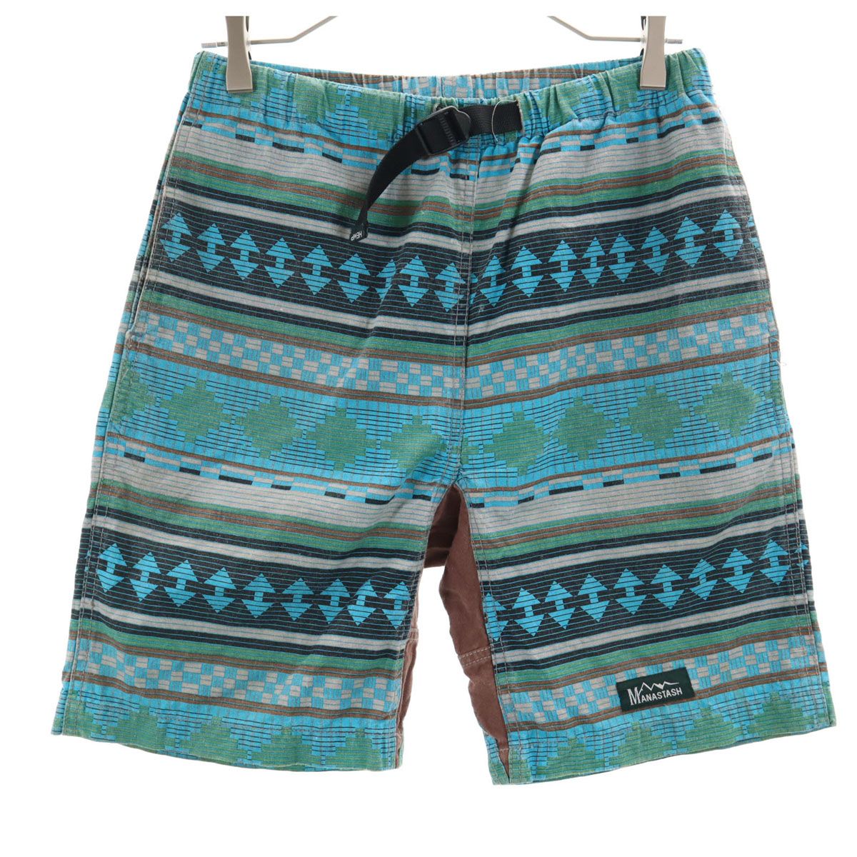 MANASTASH マナスタッシュ エスニック柄 クライミングショートパンツ S 水色 アウトドア