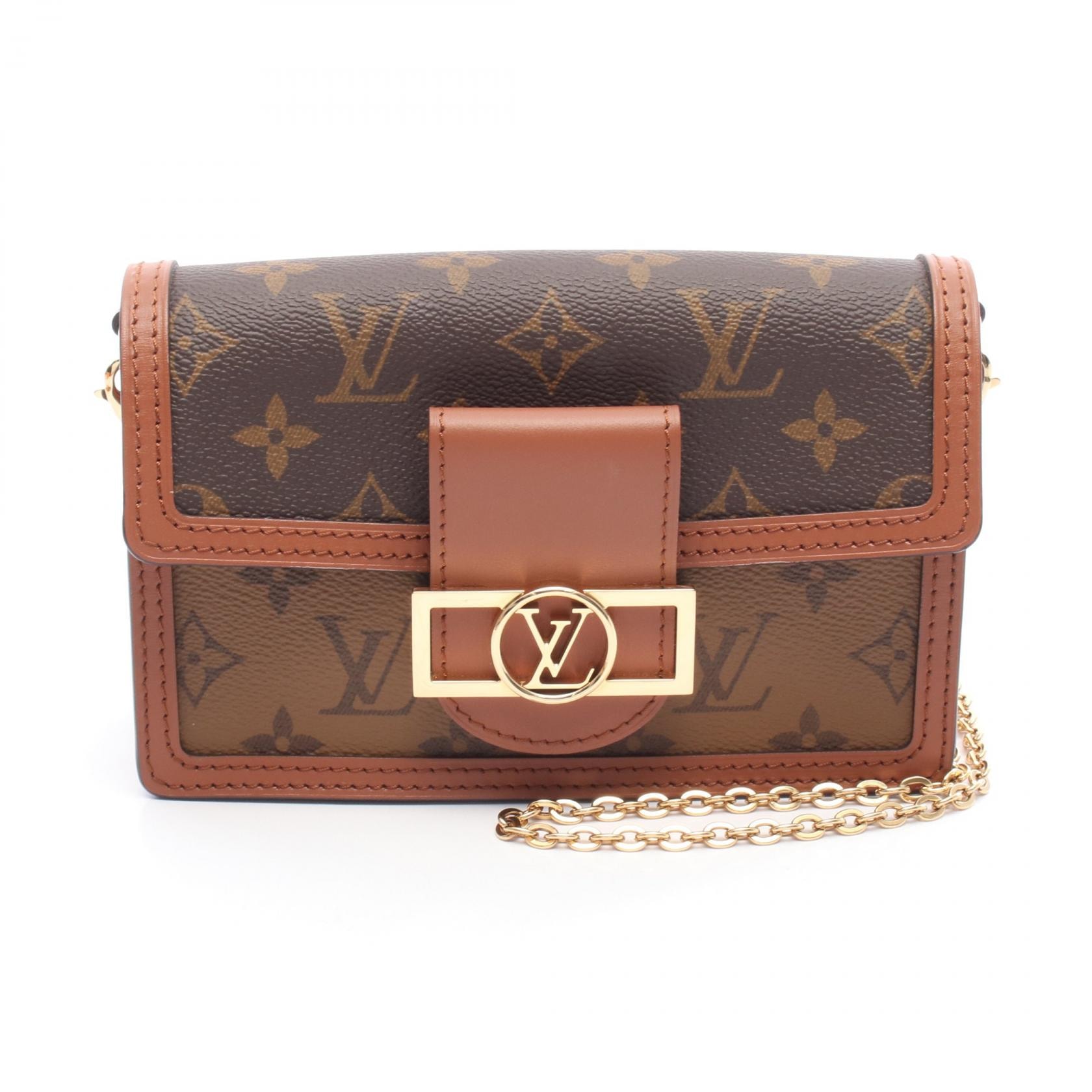 ルイ・ヴィトン LOUIS VUITTON ポルトフォイユ ドーフィーヌ ショルダーバッグ バッグ PVCコーティングキャンバス レザー モノグラム・リバース ベージュ レディース ブラウン系 / ベージュ系 M68746 【中古】