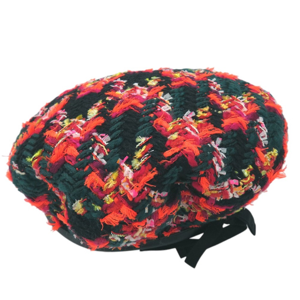 グッチ   729140 ツイードチェック ベレー帽 リボン GG