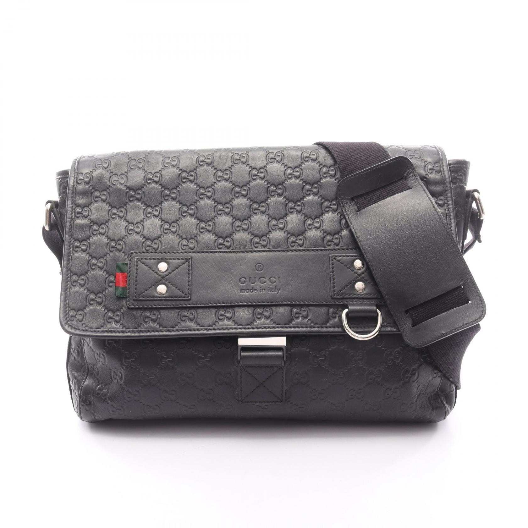 グッチ GUCCI グッチシマ ショルダーバッグ バッグ レザー メンズ ブラック系 246067 【中古】