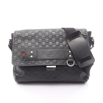 グッチ GUCCI グッチシマ ショルダーバッグ バッグ レザー メンズ ブラック系 246067 【中古】