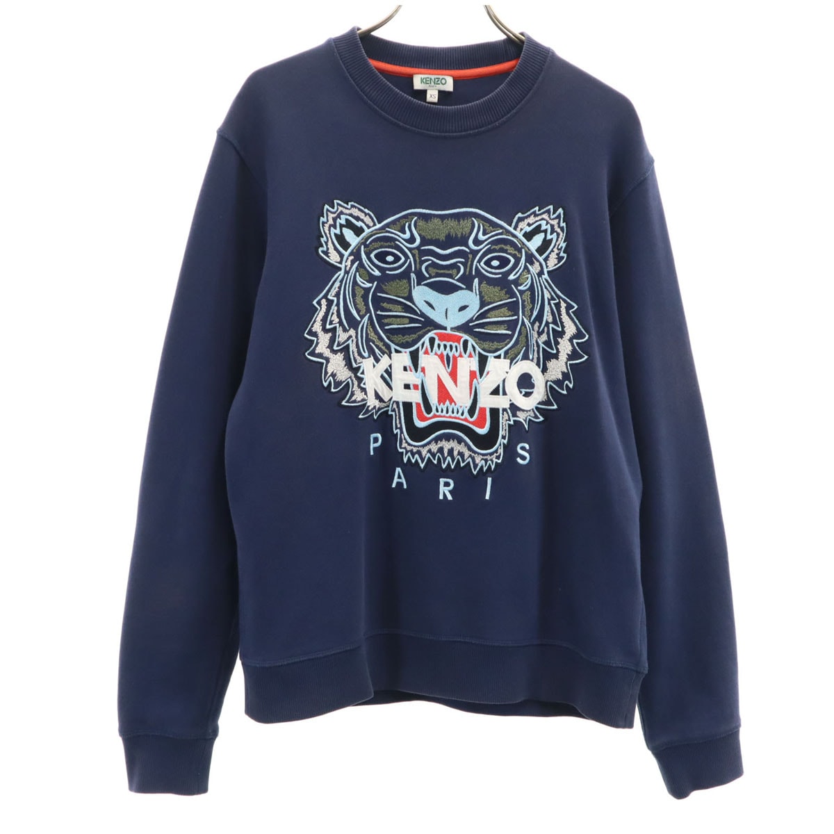 KENZO ケンゾー ポルトガル製 刺繍ロゴ 長袖 スウェット トレーナー XS ネイビー