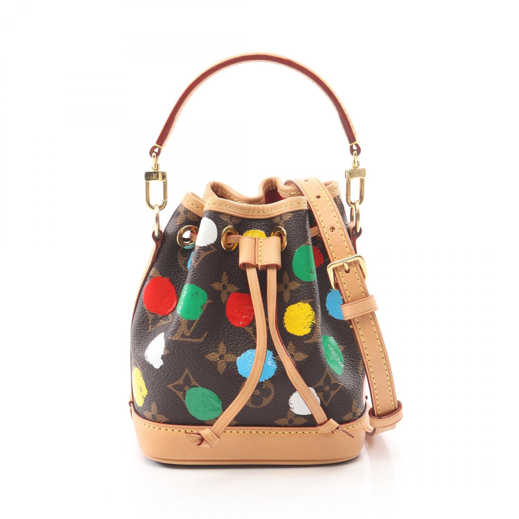 ルイ・ヴィトン LOUIS VUITTON LV × YK ナノ ノエ 草間彌生 2WAY ハンドバッグ バッグ PVCコーティングキャンバス レザー レディース ブラウン系 / マルチカラー M81863 【中古】