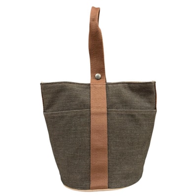 エルメス サクソーMM ハンドバッグ トワルアッシュ ブラウン レディース HERMES 中古