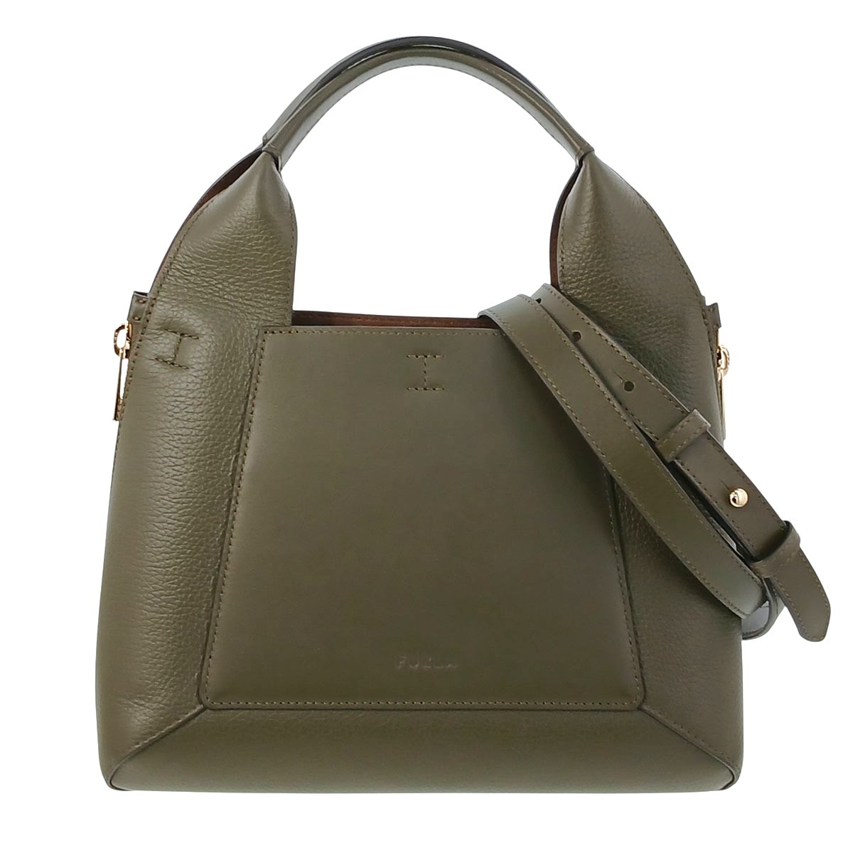 Furla フルラ GILDA ジルダ ハンドバッグ ミディアム 2WAY ショルダーバッグ WB00513 M レザー カーキ レディース【中古】