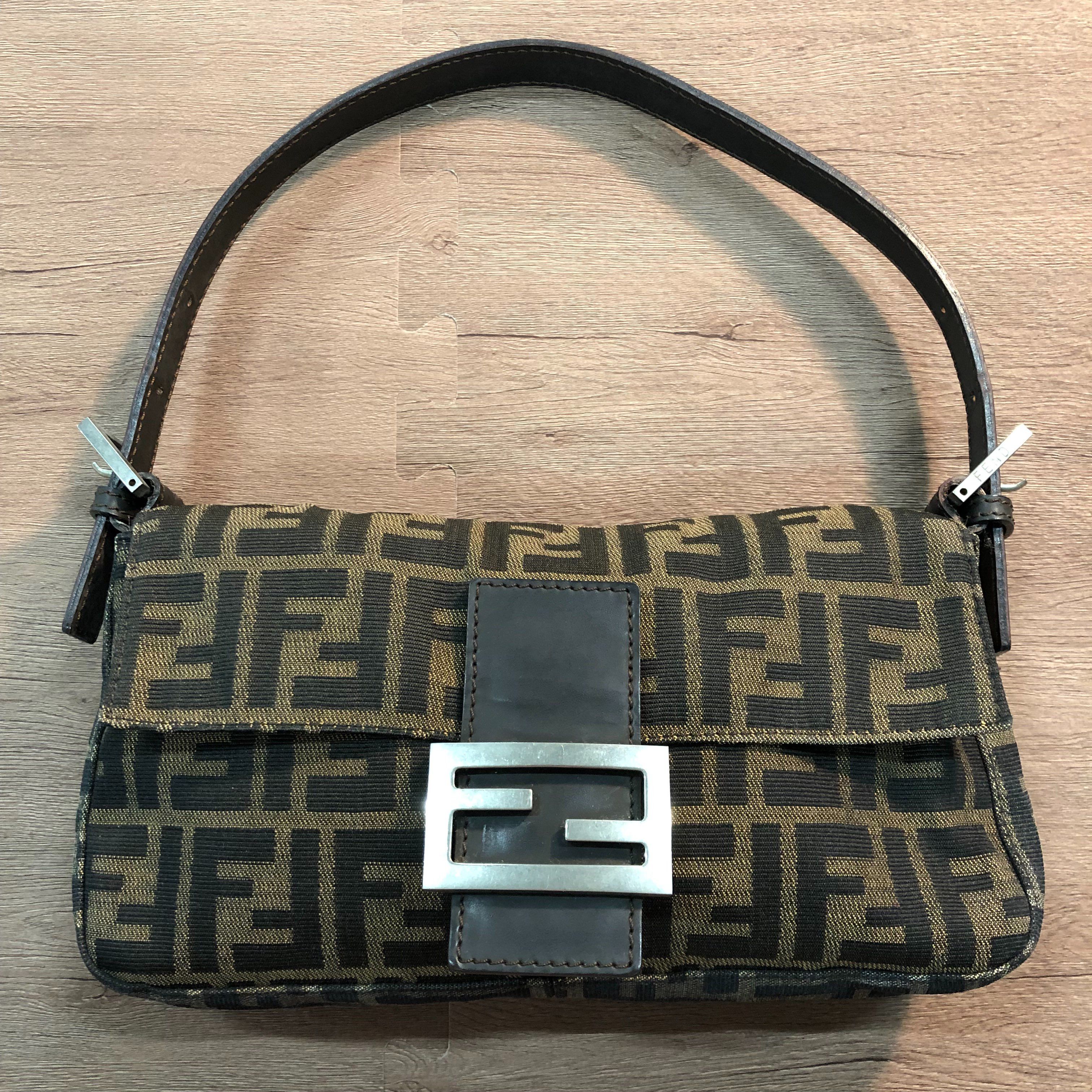 FENDI Zucca Mama Baguette Canvas Semi Shoulder Bag "Brown"