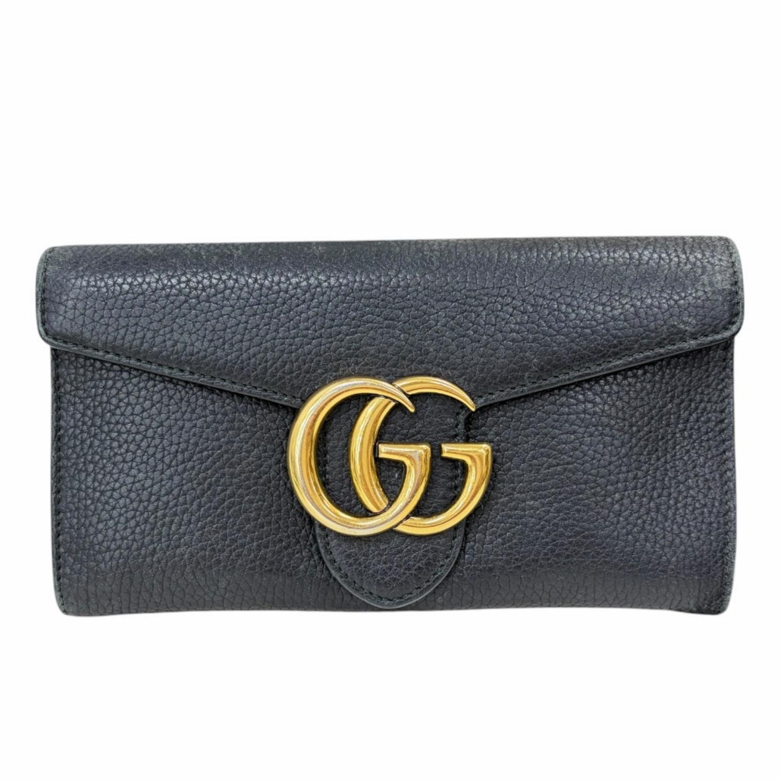 グッチ コンチネンタルウォレット GGマーモント 長財布 レザー 400586 レディース GUCCI  中古
