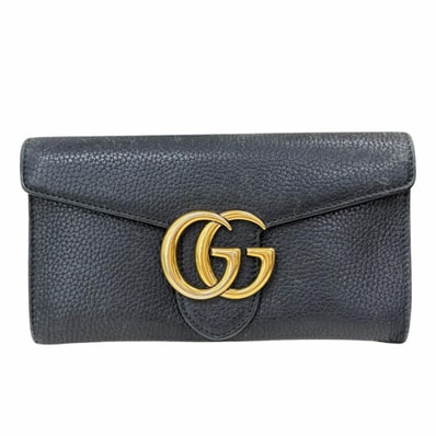 グッチ コンチネンタルウォレット GGマーモント 長財布 レザー 400586 レディース GUCCI 中古