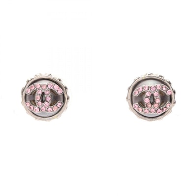 シャネル CHANEL ココマーク ピアス ジュエリー ステンレススチール ラインストーン レディース シルバー系 / ピンク系 【中古】